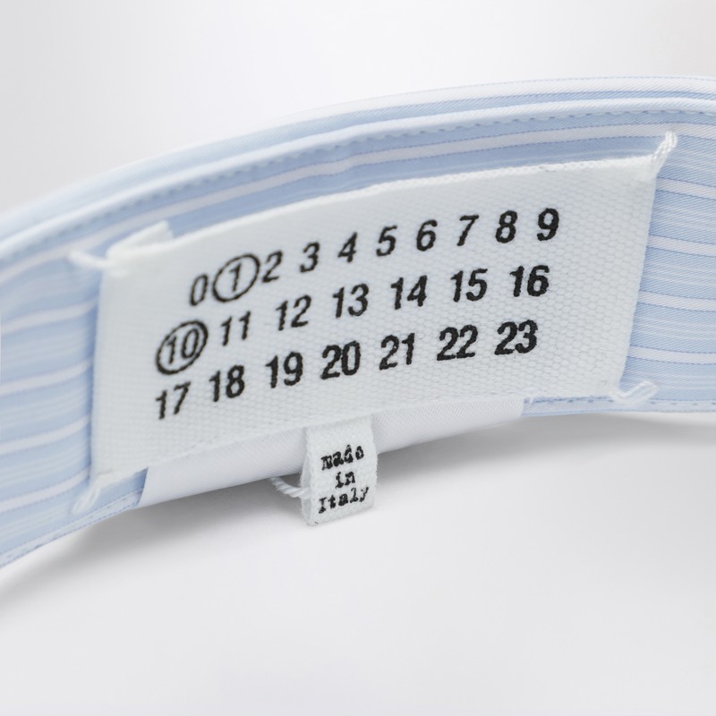 Maison Margiela Pointed Collar In Blue Striped Cotton In Blue