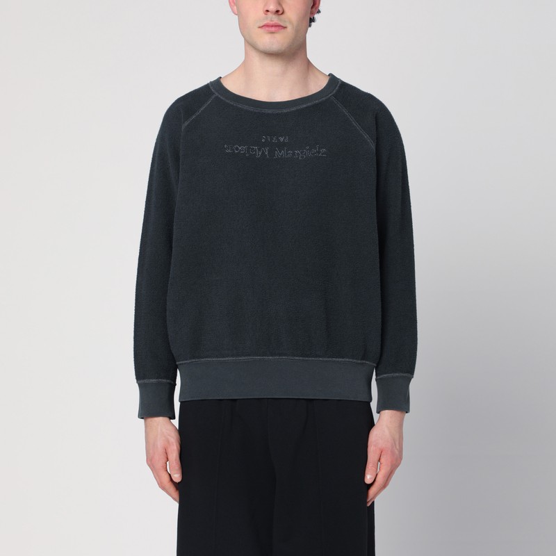 Faded black sweatshirt in cotton with logo