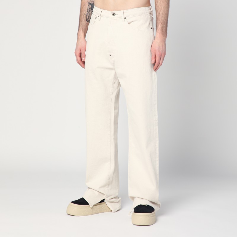 Maison Margiela Ecru Cotton Trousers Men In Metallic