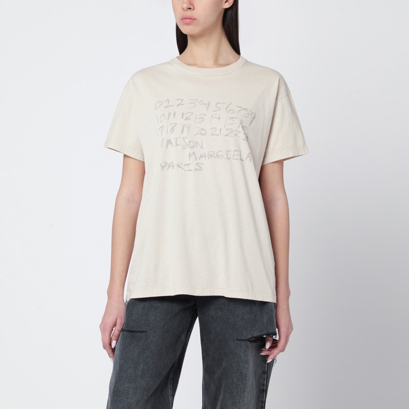 Numeric sand-coloured cotton T-shirt