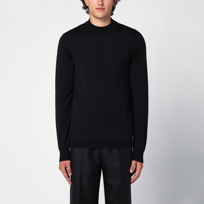 Black wool crew-neck jumper