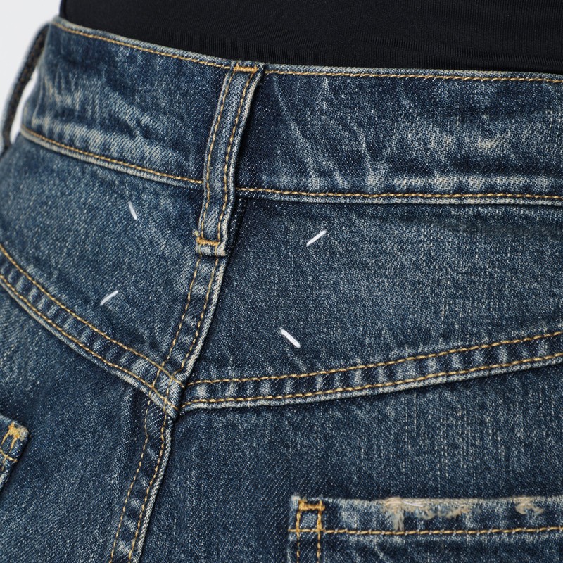 Maison Margiela High-waisted Jeans With Side Rips In Blue