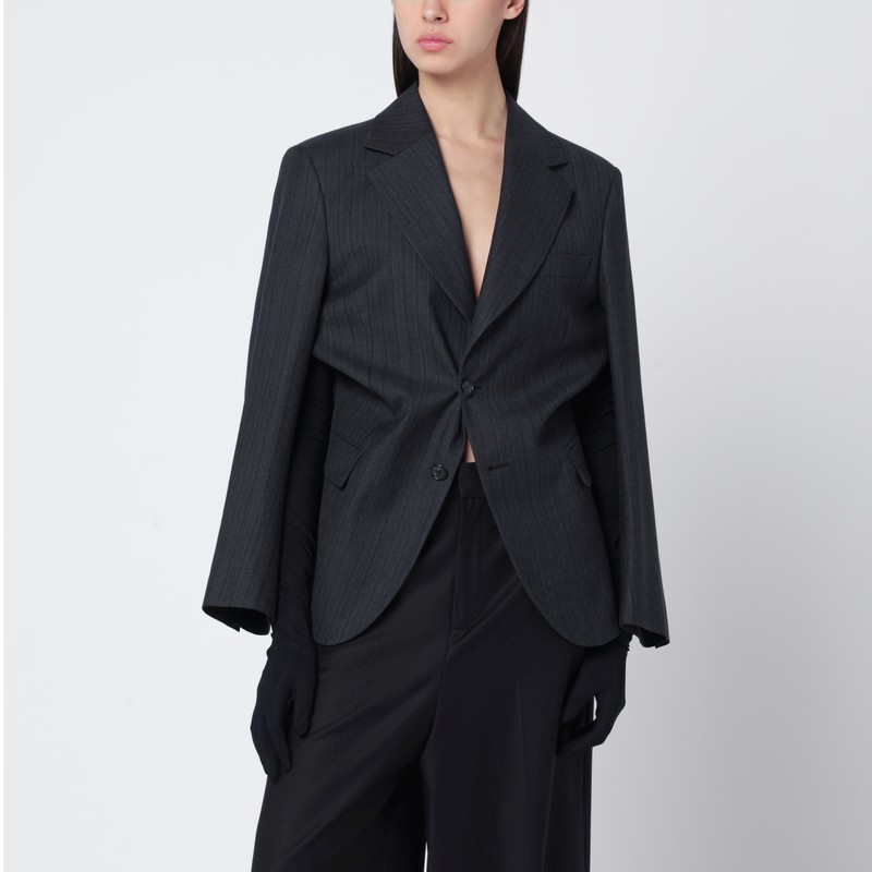 Black wool-blend jacket with gloves