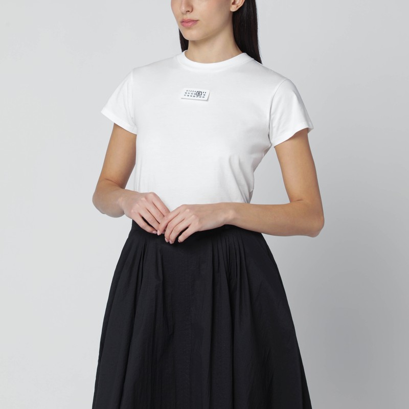 Mm6 Maison Margiela White T-shirt With Numeric Signature Patch