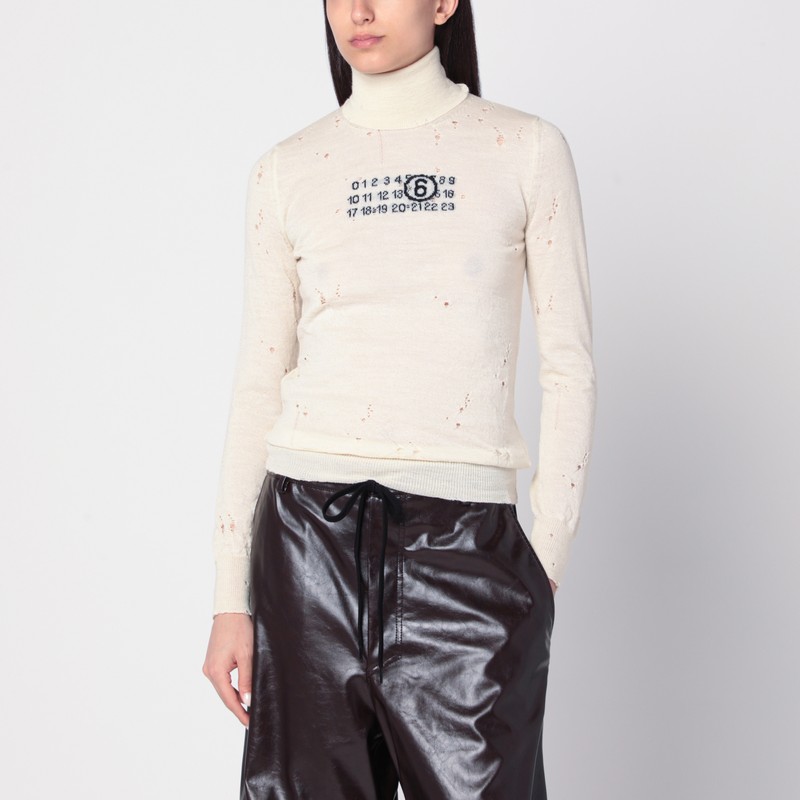Distressed turtleneck sweater with Numeric Signature