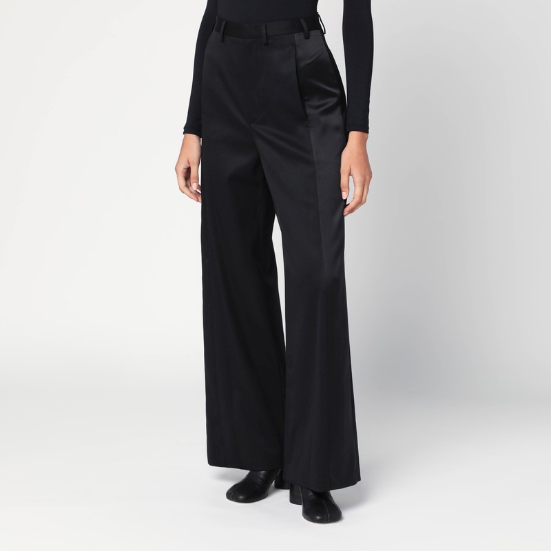 Mm6 Maison Margiela Wide-leg Satin Panel Pants In Black