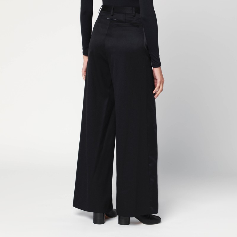 Mm6 Maison Margiela Wide-leg Satin Panel Pants In Black