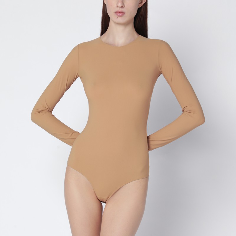 Skin-tone bodysuit in lycra jersey