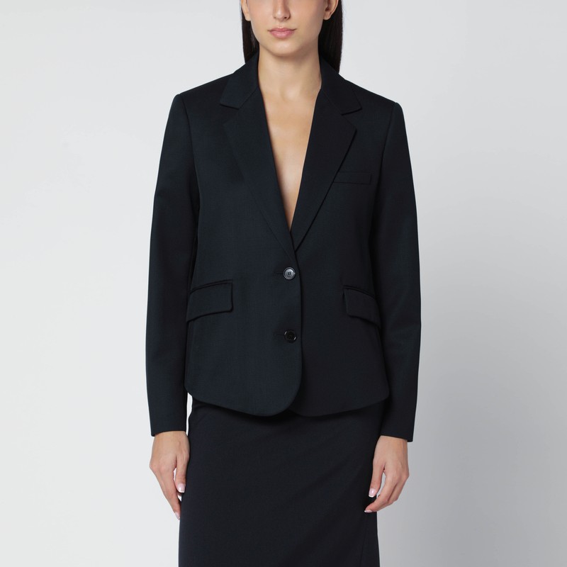 Navy blue double-breasted wool coat