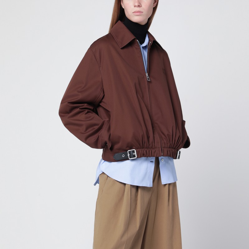 Coffee-colored jacket with silk and cotton belt