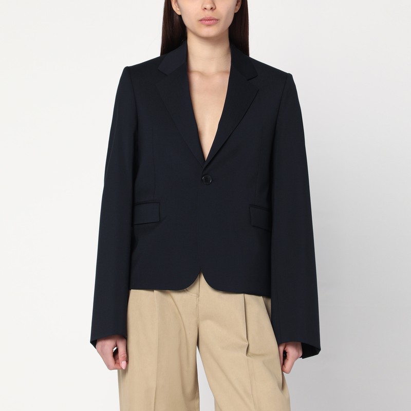 Navy single-breasted jacket in wool - Loewe - Modalova