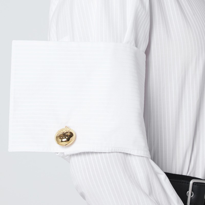 Loewe White Shirt With Double-layer Cuffed Sleeves In Metallic