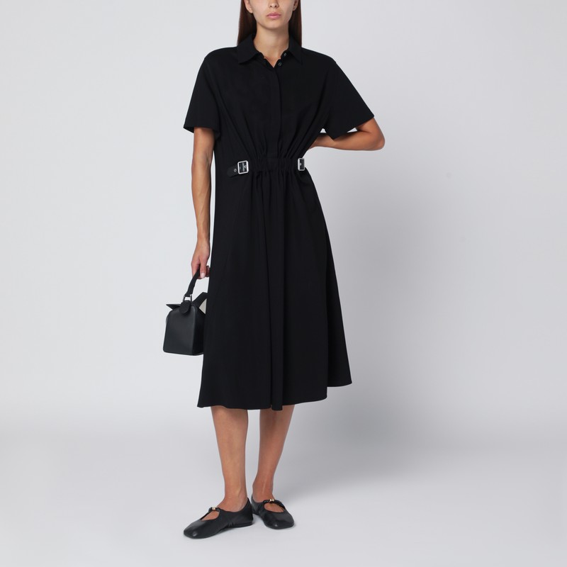 Loewe Black Stretch Viscose Belted Dress In Black
