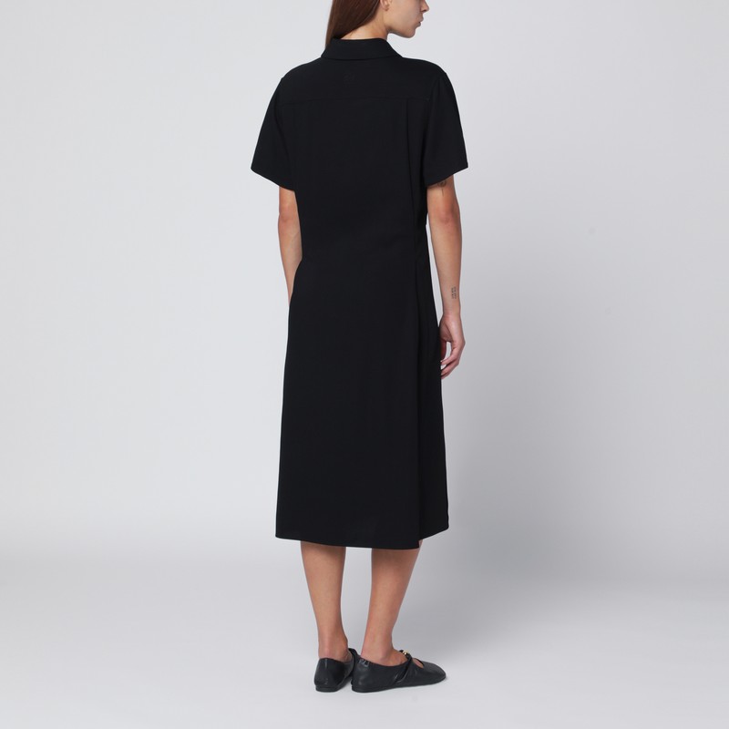 Loewe Black Stretch Viscose Belted Dress In Black