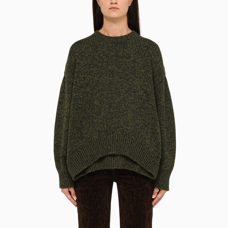 Khaki convertible crew-neck jumper