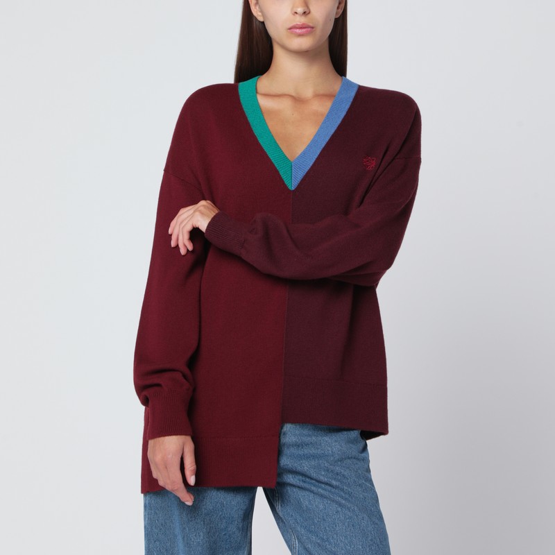 Burgundy asymmetric wool top
