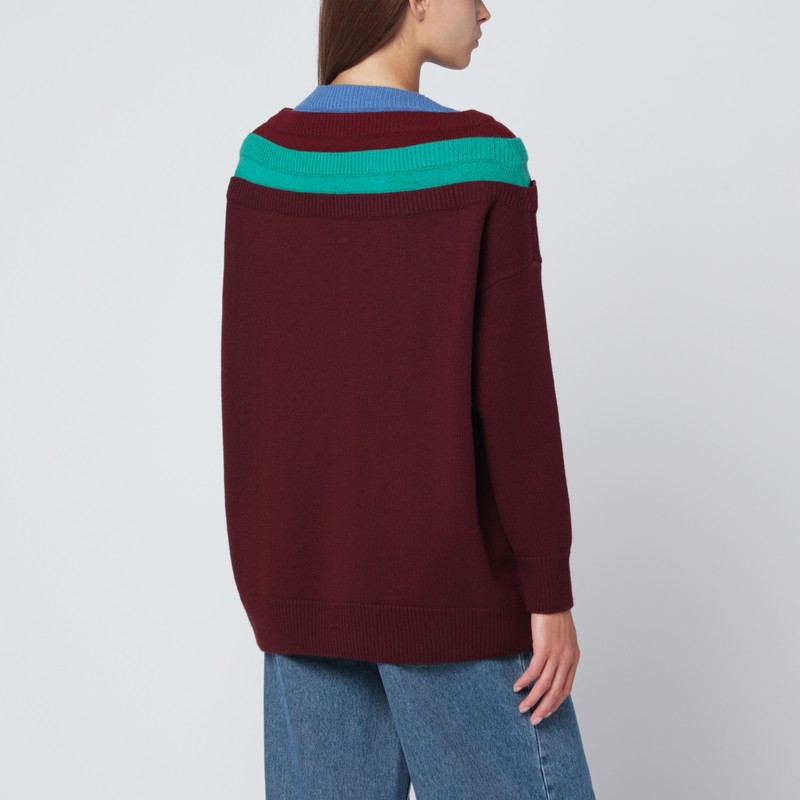 Loewe Wool Sweater With Layered Construction In Burgundy