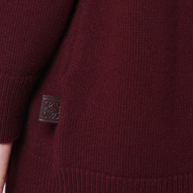 Loewe Wool Sweater With Layered Construction In Burgundy