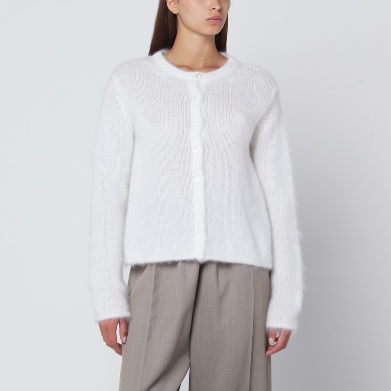 White mohair-blend cardigan