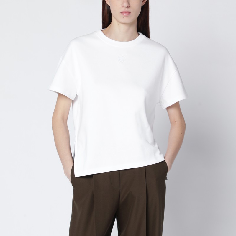 Loewe White Asymmetrical Cotton-blend T-shirt In White