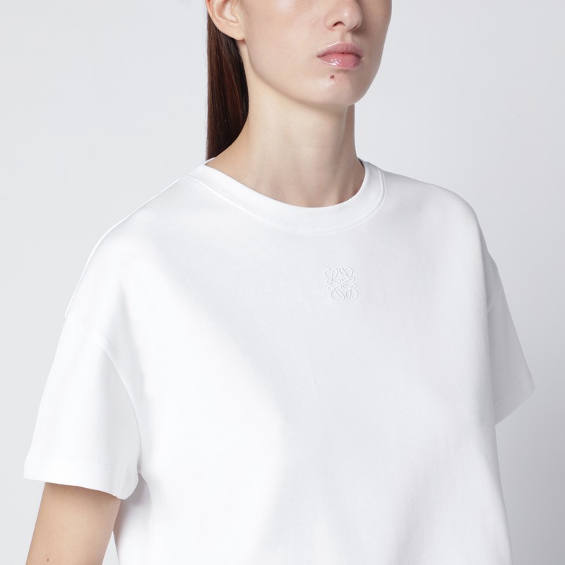 Loewe White Asymmetrical Cotton-blend T-shirt In White