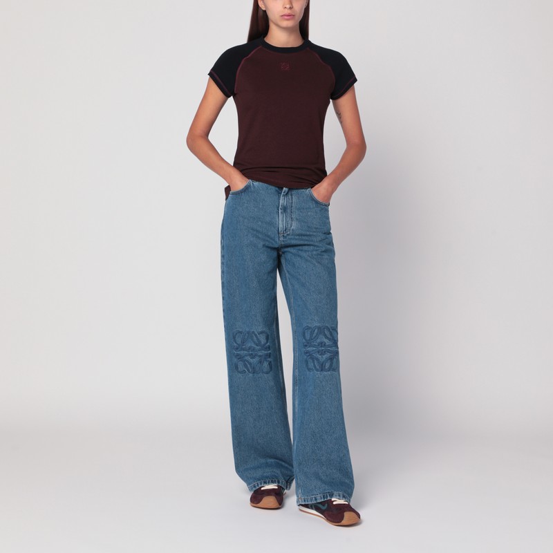 Loewe Black/burgundy Slim T-shirt In Black