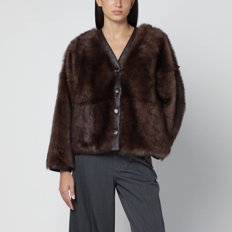 Brown shearling cardigan