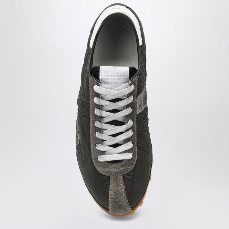 Maison Margiela Quilted-texture Sneakers With Rugged Sole And Suede Overlays In Green