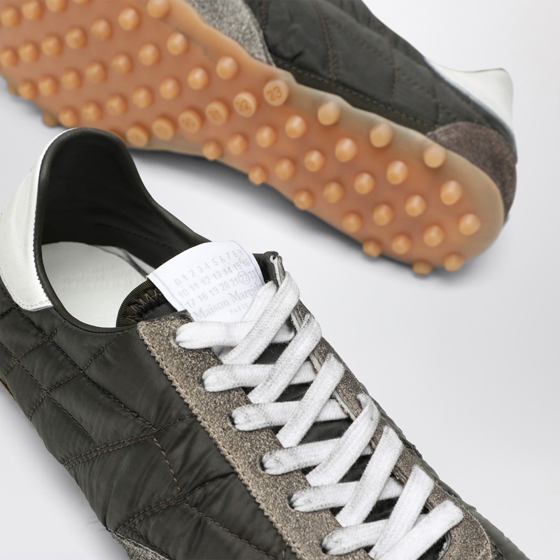 Maison Margiela Quilted-texture Sneakers With Rugged Sole And Suede Overlays In Green