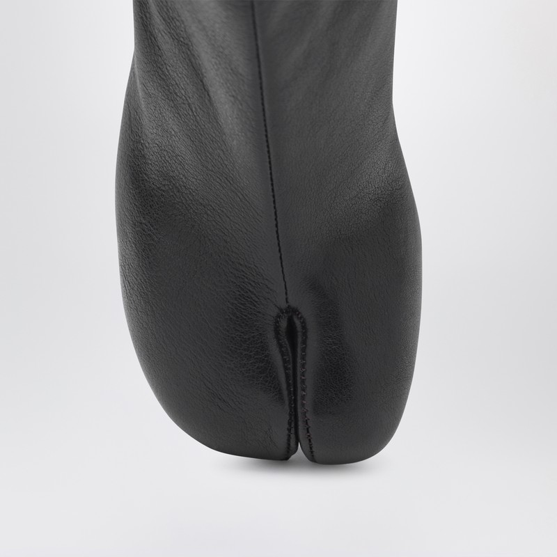 Maison Margiela Plum Coloured Leather Tabi Ankle Boots In Black