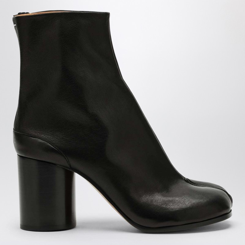 Maison Margiela Black Leather Tabi Ankle Boots In Multi