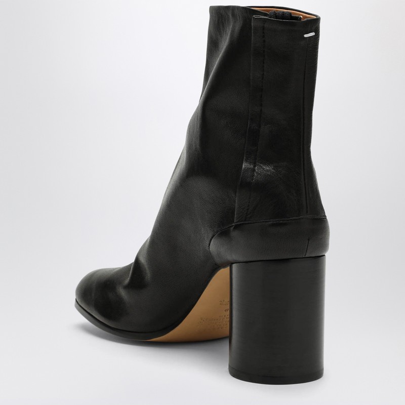 Maison Margiela Black Leather Tabi Ankle Boots In Multi