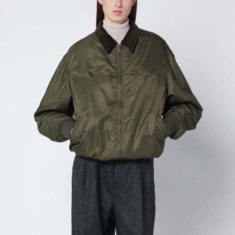 Maison Margiela Khaki Green Padded Nylon Bomber Jacket In Green