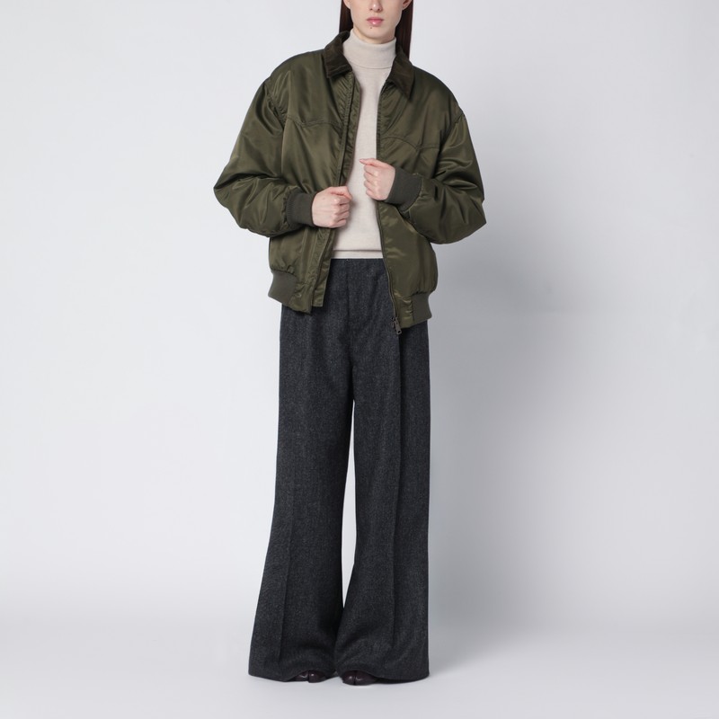 Maison Margiela Khaki Green Padded Nylon Bomber Jacket In Green