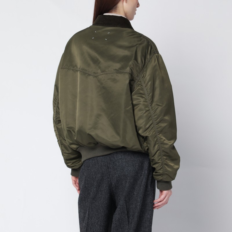 Maison Margiela Khaki Green Padded Nylon Bomber Jacket In Green