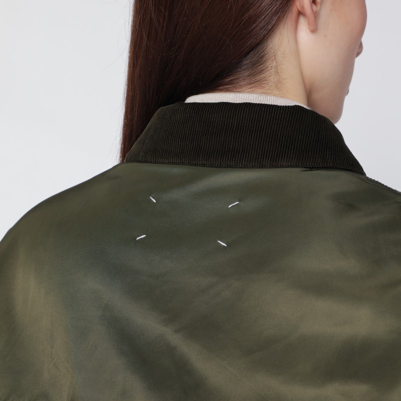 Maison Margiela Khaki Green Padded Nylon Bomber Jacket In Green