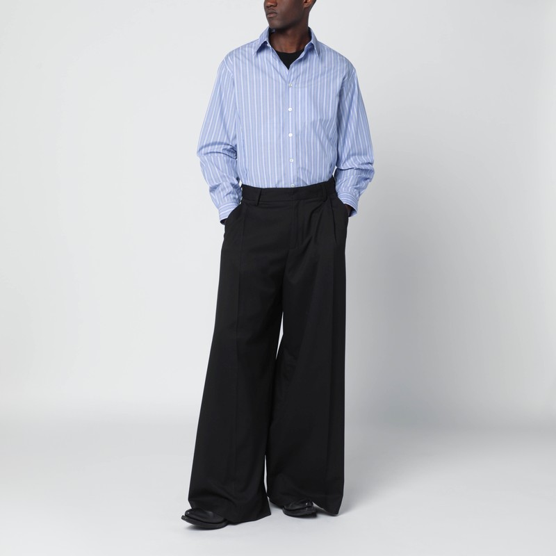 Maison Margiela Light Blue Striped Cotton Shirt In Blue