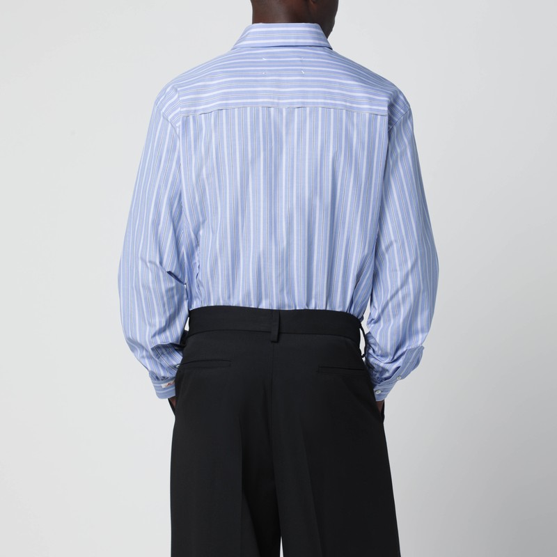 Maison Margiela Light Blue Striped Cotton Shirt In Blue