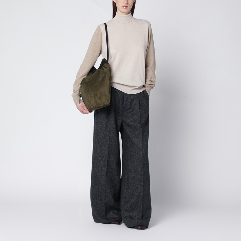 Maison Margiela Two-tone Wool Turtleneck Sweater In Neutral