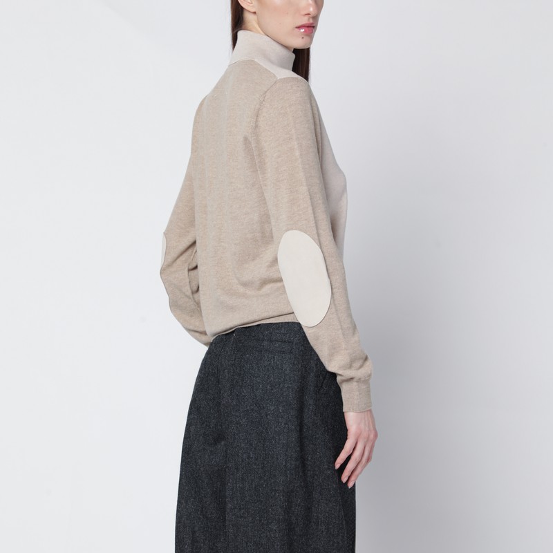 Maison Margiela Two-tone Wool Turtleneck Sweater In Neutral