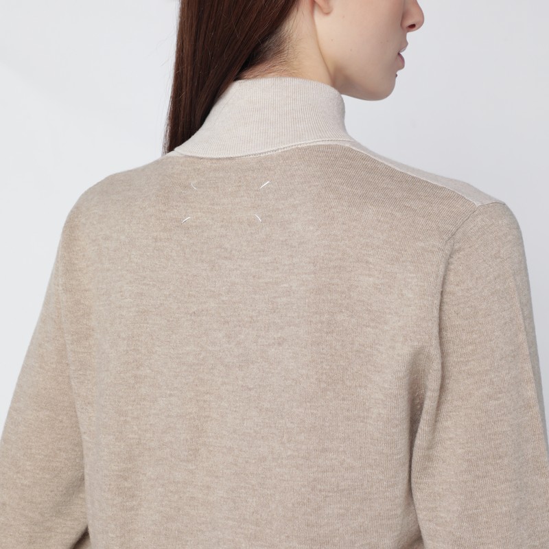 Maison Margiela Two-tone Wool Turtleneck Sweater In Neutral