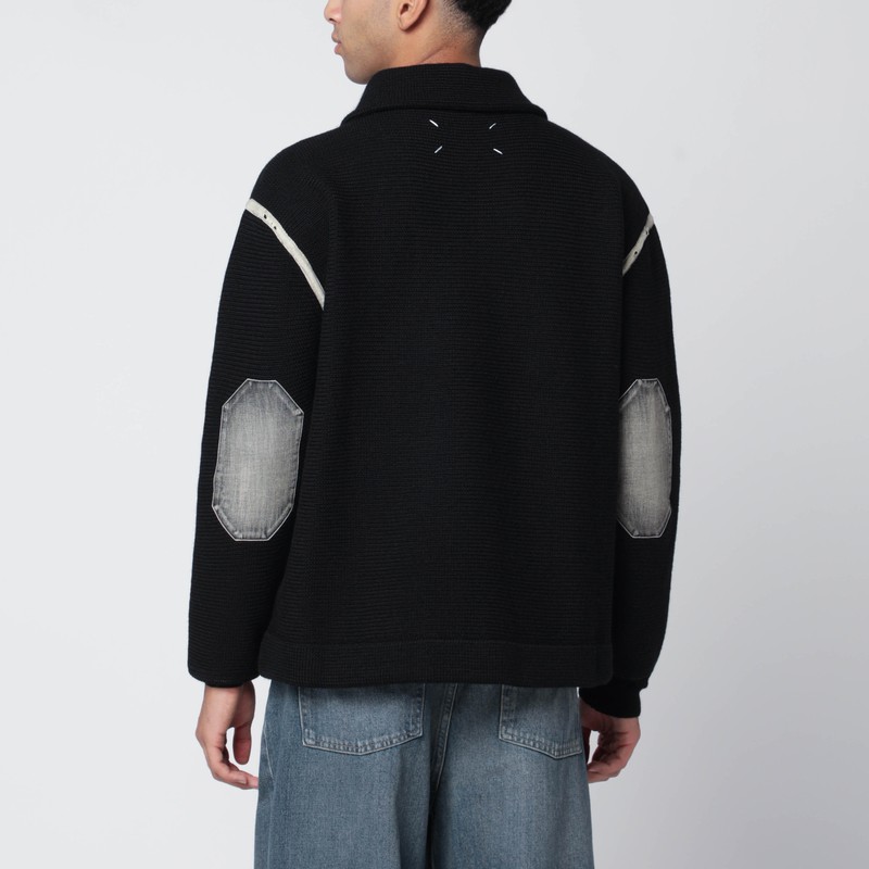 Maison Margiela Black Wool Half-zip Sweater In Black