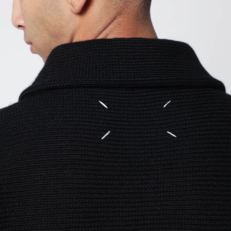 Maison Margiela Black Wool Half-zip Sweater In Black