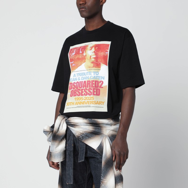 Magliano X D2 Black T-shirt With Logo Print In Black