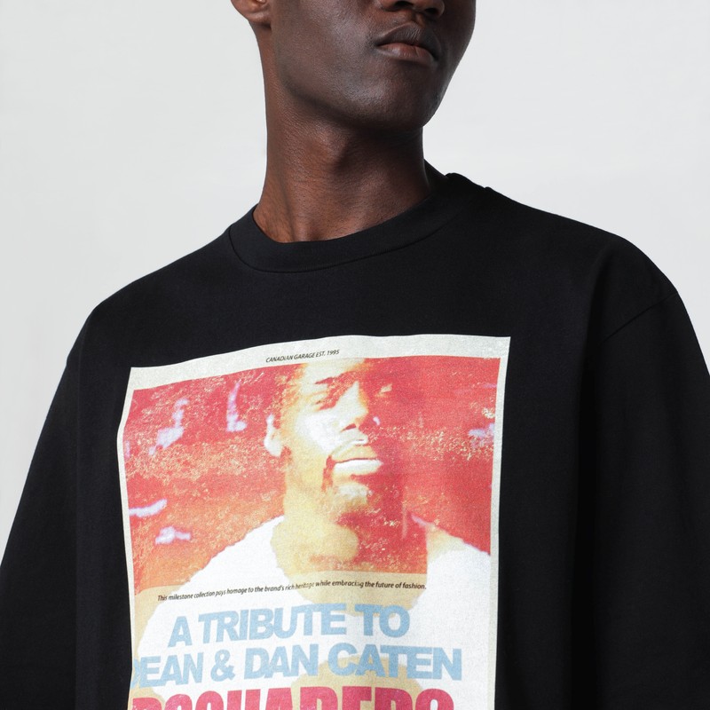 Magliano X D2 Black T-shirt With Logo Print In Black