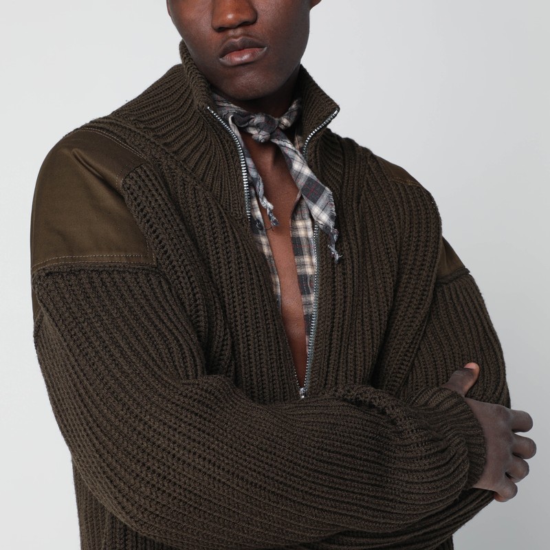 Magliano X D2 Military Green Wool Zip-up Cardigan In Green