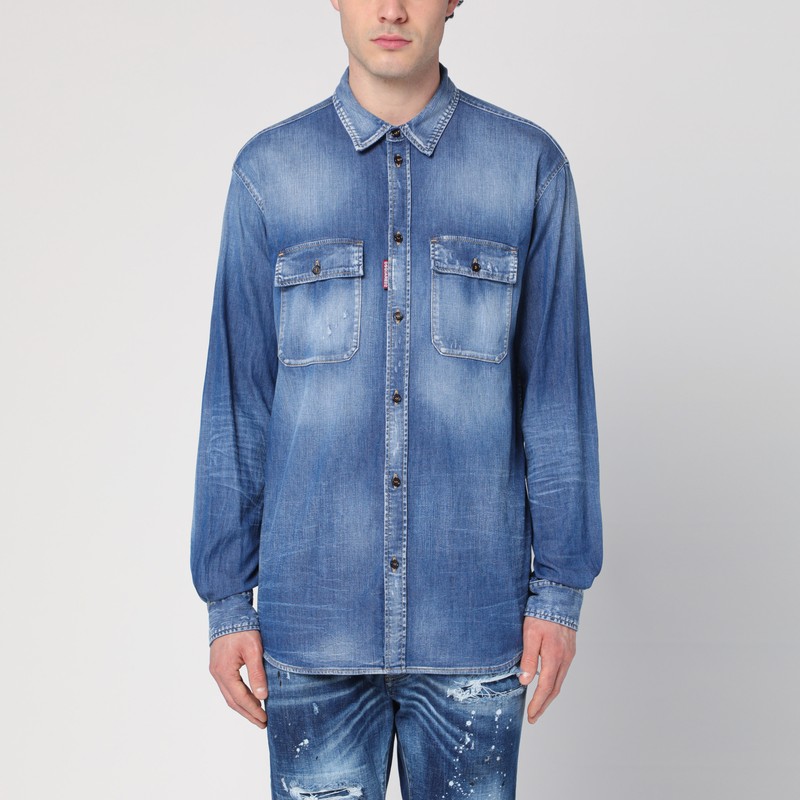 Blue washed denim shirt - Dsquared2 - Modalova