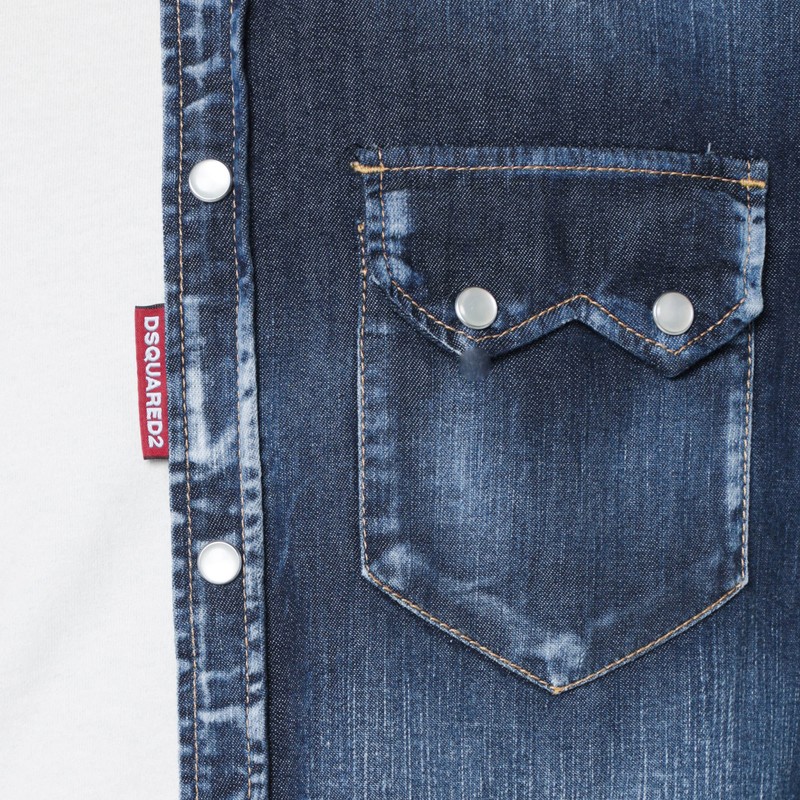 Dsquared2 Dan Shirt In Washed Blue Denim In Blue