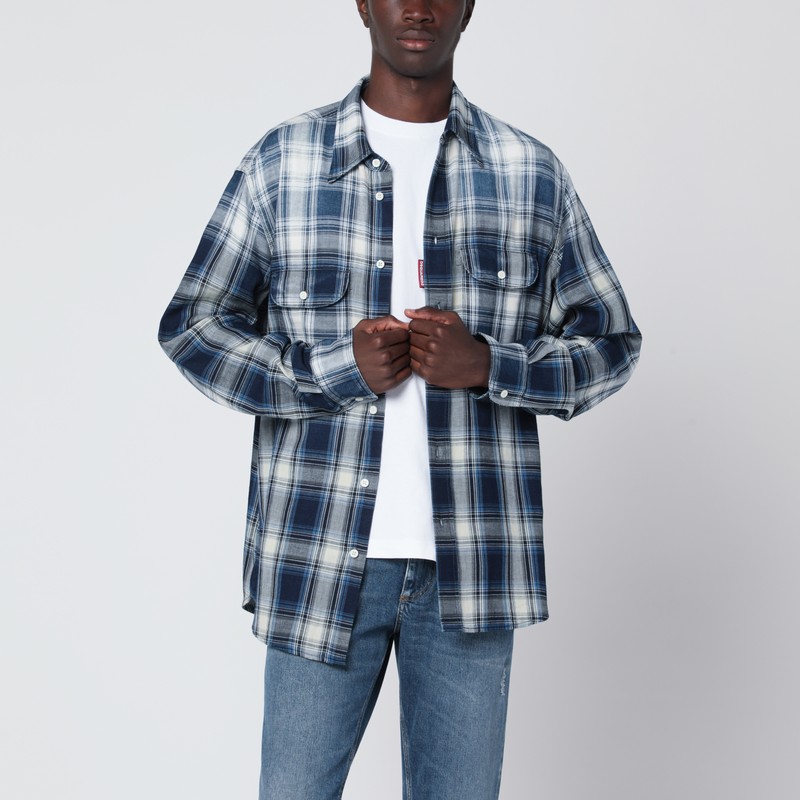 Dsquared2 Checked Pattern Shirt With Pockets And Collar In Multi