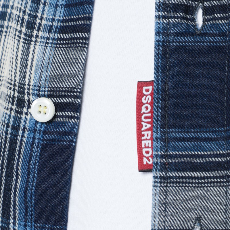 Dsquared2 Checked Pattern Shirt With Pockets And Collar In Multi